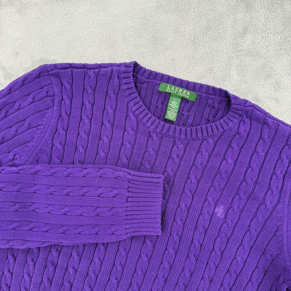 Purple Cable Knit Sweater
